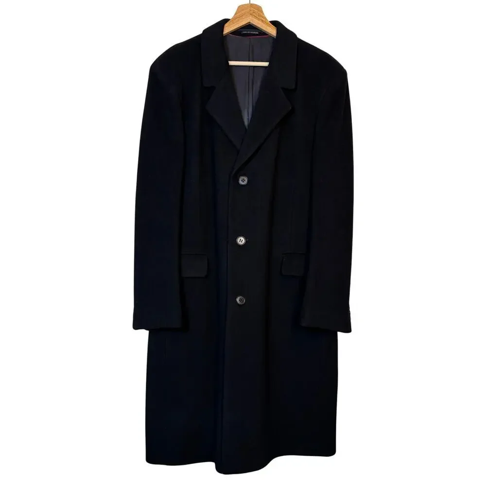 Teller Cashmere Mens Long Overcoat size Large Black Structure Luxury Minimalist